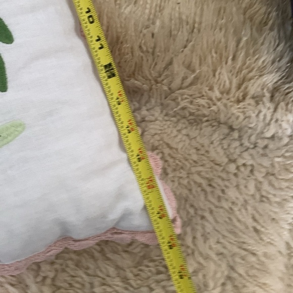 Spring is here embroidered velvet linen blnd decorative pillow accent pink white - Picture 7 of 7